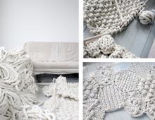 Puf tricotate DIY pentru interior